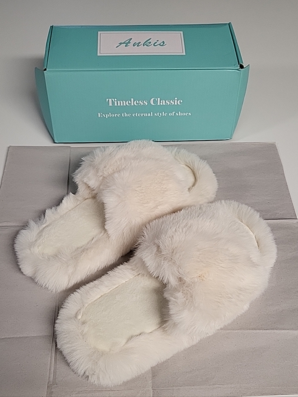 Ankis Plush Faux Fur Slide Slippers in Cream